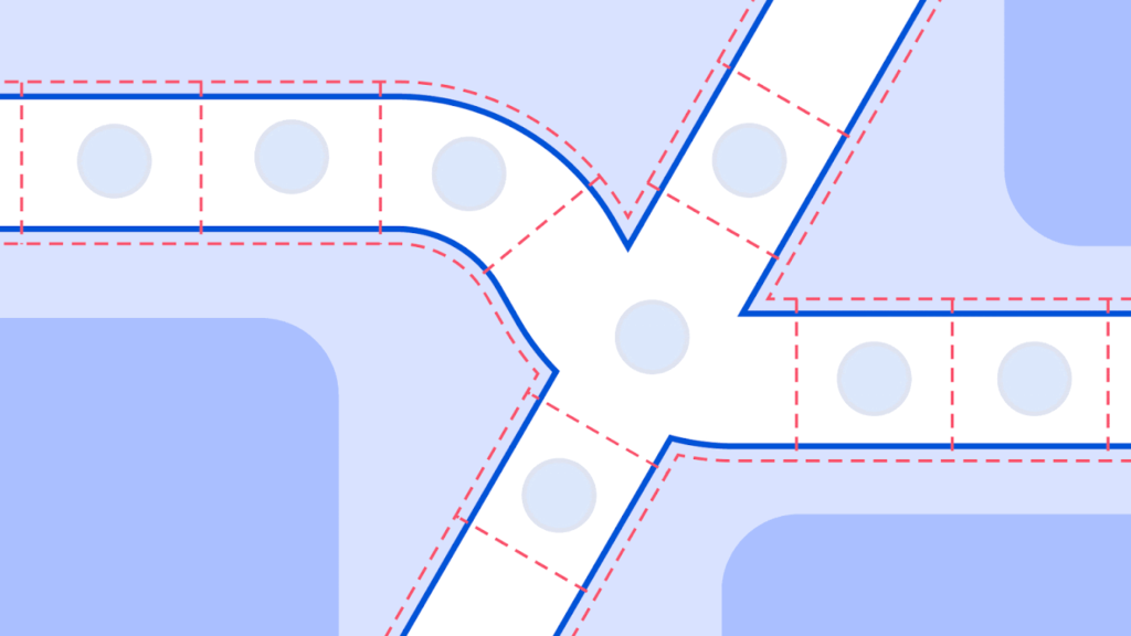 représentation schématisée des segments de rue dans Maps